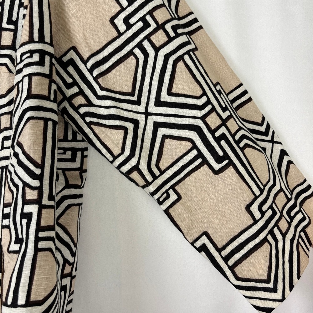 Jaclyn Smith Jacket Womens XL Beige Black Geometric Linen Retro Minimalist Artsy - Picture 6 of 16